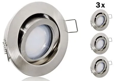 3 x LED Einbaustrahler Set extra flach mit Marken Flat LED Spot LcLight 5 Watt Keramik Alu-Druckguß Rund Klickverschluß 40 Watt Ersatz