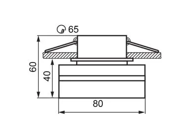Einbaurahmen McShine DL-21 rund, mit Frontglas milchig, schwarz doppelter Lichtaustritt