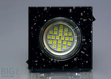 Einbaurahmen schwarzes Kristallglas - 4eckig - Blubber - Schnellspannkopf - vertieft