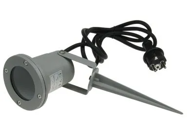 ChiliTec Gartenleuchte CT-GS10, silbergrau 230V, 1,5m Kabel+Erdspiess, GU10 Fassung