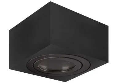 Aluminium Aufbaustrahler gebuerstet eckig kurz komplett schwarz IP44 fuer LED Module