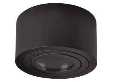 Aluminium Aufbaustrahler gebuerstet rund kurz komplett schwarz IP44 fuer LED Module