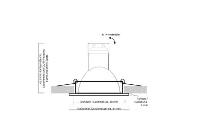 Aluminium Einbaustrahler weiß matt - schwenkbar - Klickverschluss - Chilitec CTE-84R WS