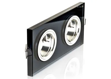 Doppel-Einbaurahmen schwarzes Kristallglas - eckig - Schnellspannkopf - flach