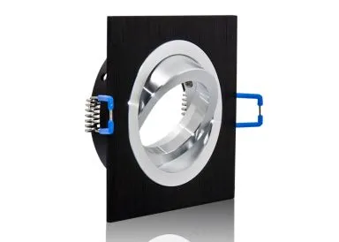 LED Einbaustrahler Set Aluminium schwarz gebürstet eckig mit Marken GU10 LED Spot LC Light 5 Watt 9 SMD