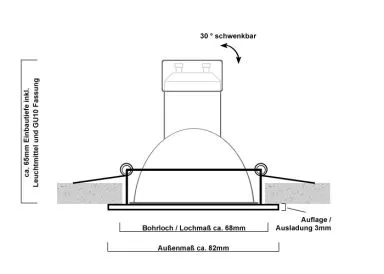 Druckguss Einbaustrahler chrom hochglänzend - schwenkbar - Klickverschluss