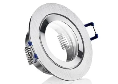 Feuchtraum LED Einbaustrahler Set IP44 Aluminium BiColor rund mit Marken GU10 LED Spot Chilitec 5 Watt Klarglas