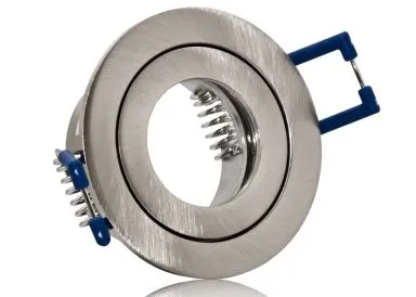 Feuchtraum LED Einbaustrahler Set IP44 MR11 35mm Druckguß gebürstet rund mit Marken LED Spot Bioledex Helso 4 Watt 12V