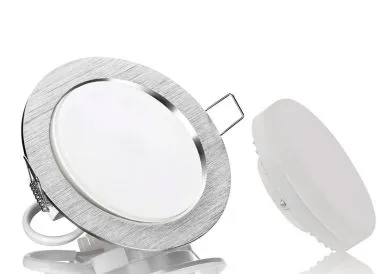 GX53 LED Einbauleuchten Set flach Aluminium gebürstet rund mit LED GX53 Markenlampe von LC Light 6w CCT dimmbar