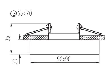 Kanlux Premium Einbaurahmen schwarzes Kristallglas - Eckig - Schnellspannkopf - tief Morta B