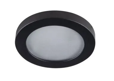 Kanlux Einbaustrahler FLINI schwarz matt rund für Feuchträume IP44, mattes Frontglas