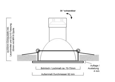 Kanlux Einbaustrahler aus Aluminium BiColor Rund Schwarz GWEN CT