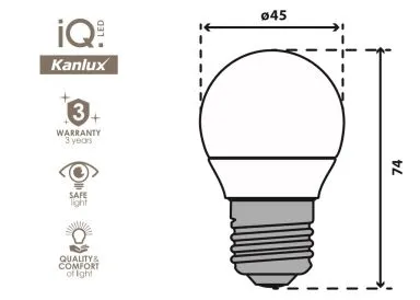 Kanlux Premium IQ E27 SMD LED Birne 5,5 Watt G45