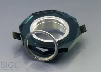 Einbaurahmen schwarzes Kristallglas - 8eck - Schnellspannkopf - flach