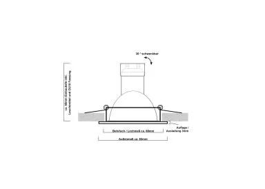 Druckguss Einbaustrahler schwarz matt - schwenkbar - Bajonettverschluss