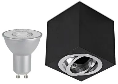 LED Aufbaustrahler Set Würfel Cube Aluminium gebürstet schwarz mit LED Premiumspot Kanlux IQ-LED 5 Watt