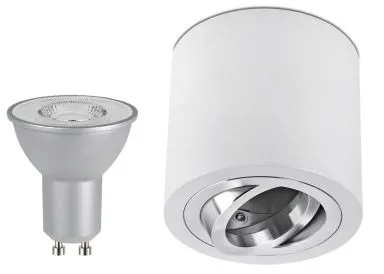 LED Aufbaustrahler Set Zylinder Aluminium gebürstet weiß mit LED Premiumspot Kanlux IQ-LED 5 Watt