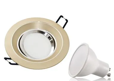 LED Einbaustrahler Set GU10 Aluminium rund gold matt mit Marken LED Spot Kanlux TOMIV2 7 Watt