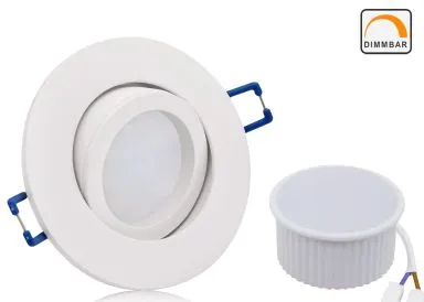 LED Einbaustrahler Set extra flach mit Marken Flat LED Spot McShine 5 Watt Alu-Druckguß Rund weiß Klickverschluß Dimmbar 40 Watt Ersatz