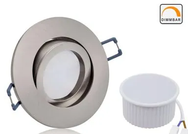 LED Einbaustrahler Set extra flach mit Marken Flat LED Spot McShine 5 Watt Alu-Druckguß Rund Klickverschluß Dimmbar 40 Watt Ersatz