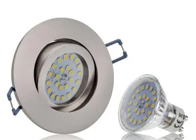 LED Einbaustrahler Set mit Marken GU10 LED Spot ChiliTec 5 Watt Alu-Druckguß Rund Klickverschluß