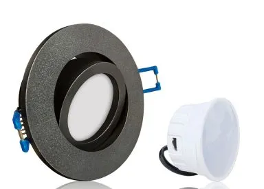LED Einbaustrahler Set extra flach mit Marken Flat LED LC Light 5 Watt CCT Aluminium schwarz matt