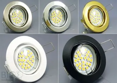 LED Einbauset GU10 LED Spot ChiliTec 5 Watt mit Einbaurahmen Metall rund verschiedene Designs
