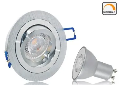LED Einbaustrahler Set mit Marken GU10 LED Spot Kanlux 7 Watt DIMMBAR Aluminium BiColor Rund Klickverschluß