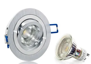 LED Einbaustrahler Set mit Marken GU10 LED Spot Lc Light 5 Watt COB Aluminium BiColor Rund Klickverschluß