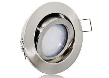 LED Einbaustrahler Set extra flach mit Marken Flat LED Spot McShine 5 Watt Alu-Druckguß Rund Klickverschluß Dimmbar 40 Watt Ersatz