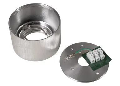 Aluminium Aufbaustrahler gebürstet rund kurz Aluminium BiColor fuer LED Module Mc Shine