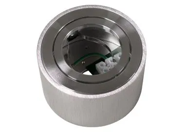 Aluminium Aufbaustrahler gebürstet rund kurz Aluminium BiColor fuer LED Module Mc Shine