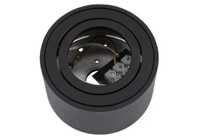 Aluminium Aufbaustrahler gebürstet rund kurz komplett schwarz fuer LED Module Mc Shine