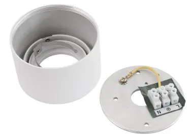 Aluminium Aufbaustrahler gebürstet rund kurz komplett weiss fuer LED Module Mc Shine