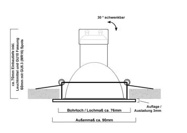 LED Einbaustrahler Set mit Marken GU10 LED Spot Lc Light 5 Watt COB Aluminium BiColor Rund Klickverschluß
