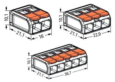 WAGO Montageklemmen Compact alle Leiterarten - 2, 3 oder 5 Klemmstellen - max. 6m2