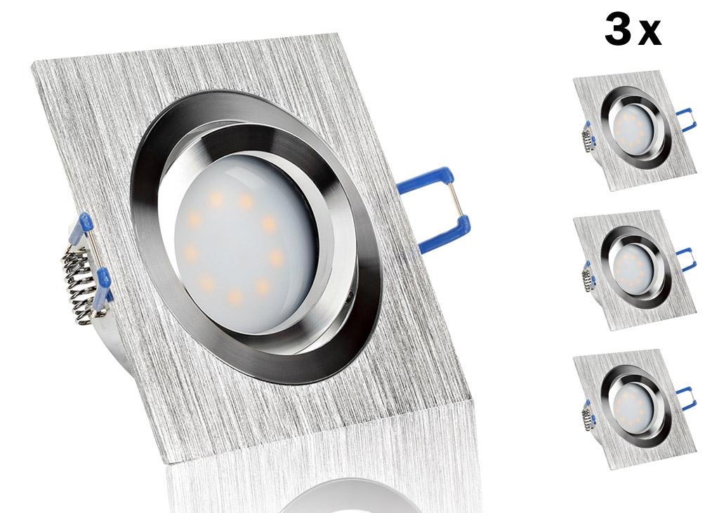 3 led einbauset flat spot lc light mit alu bicolor eckig