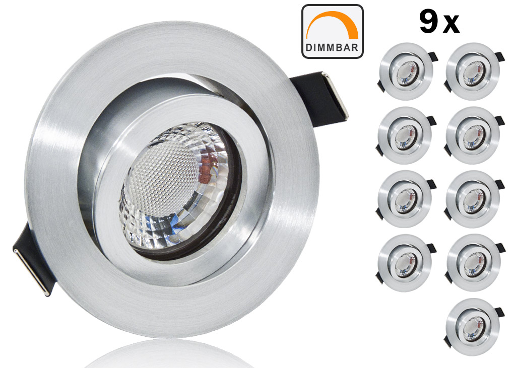 9 led einbauset flat alu lclight mit alu fein rahmen