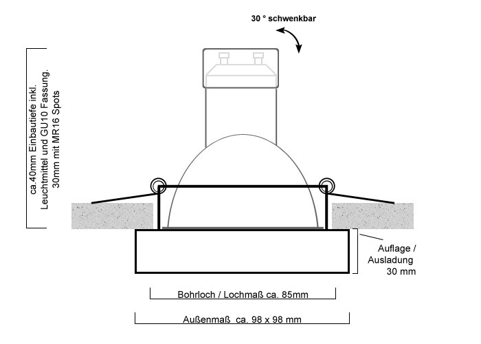 led einbauset kanlux 28783 alu rahmen weiss lclight