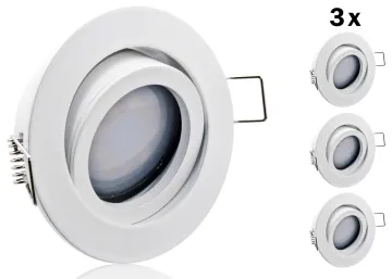 3er LED Einbaustrahler Set extra flach mit Marken Flat LED Spot McShine 5...