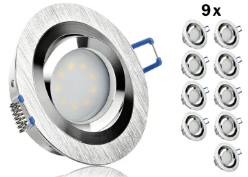 9 x LED Einbaustrahler Set extra flach mit Marken Flat LED Spot LcLight 5...