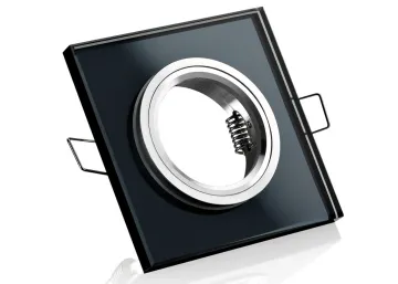 Einbaurahmen schwarzes Kristallglas - 4eck - Schnellspannkopf - flach