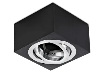 Aluminium Aufbaustrahler gebürstet eckig schwarz kurz