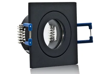 Druckguss Einbaustrahler Schwarz matt IP44 Feuchtraum MR11 / GU4 eckig