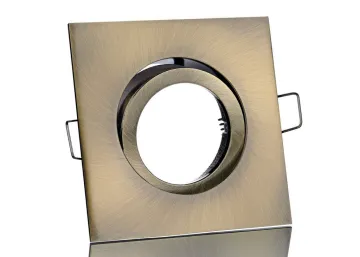 Druckguss Einbaustrahler altmessing - schwenkbar - eckig Klickverschluss