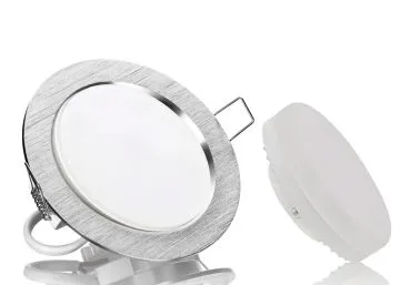 GX53 LED Einbauleuchten Set flach Aluminium gebürstet rund mit LED GX53...