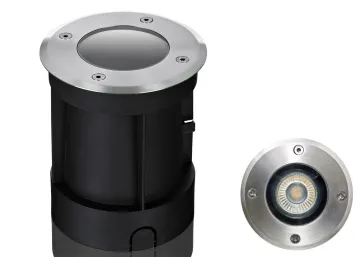 Boden LED Einbaustrahler Set IP67 rund mit Marken GU10 LED Spot LC Light 5 Watt