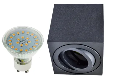 LED Aufbaustrahler Set Würfel Cube Aluminium gebürstet komplett schwarz mit...