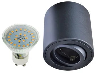 LED Aufbaustrahler Set Zylinder Aluminium gebürstet komplett schwarz rund mit...