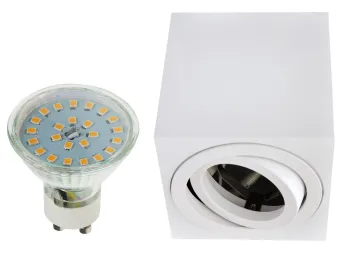 LED Aufbaustrahler Set Würfel Cube Aluminium gebürstet komplett weiß mit LED...